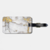 Gold und graues Marmormuster-Monogramm Gepäckanhänger (Rückseite horizontal)