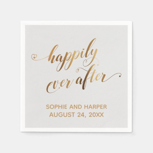 Gold und Gray nach, Herz-Script Serviette (Vorderseite)