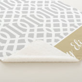 Gold und Gray Trellis Monogram | Editierbare Farbe Sherpadecke (3/4)