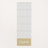 Gold und Gray Trellis Monogram | Editierbare Farbe Yogamatte (Vorderseite)