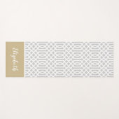 Gold und Gray Trellis Monogram | Editierbare Farbe Yogamatte (Vorderseite (Horizontal))