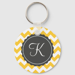 Gold und Gray Zig Zag Custom Initial Schlüsselanhänger