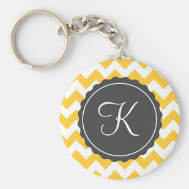 Gold und Gray Zig Zag Custom Initial Schlüsselanhänger