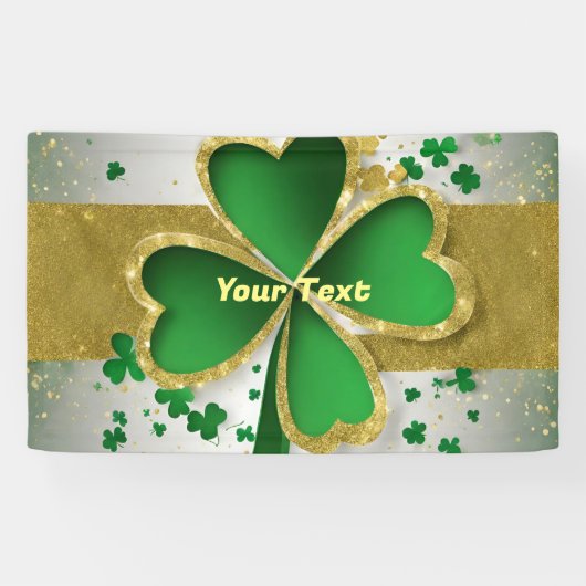 Gold und Green 4 Leaf Klee Banner (Horizontal)