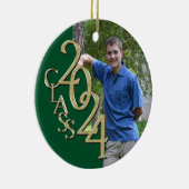 Gold und Green Abschluss Class of 2024 Foto Keramikornament (Rechts)