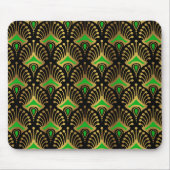 Gold und Green Art Deco Muster auf schwarz Mousepad (Vorne)