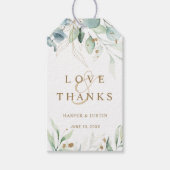 Gold und Green Botanical Wedding Vielen Dank Geschenkanhänger (Vorderseite)