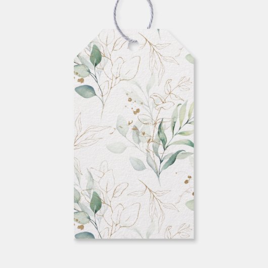 Gold und Green Botanical Wedding Vielen Dank Geschenkanhänger (Rückseite)