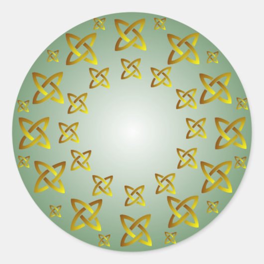 Gold und Green Celtic Knot Pattern Round Aufkleber (Vorderseite)