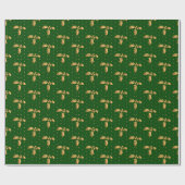 Gold und Green Christmas Holly Geschenkpapier (Flach)