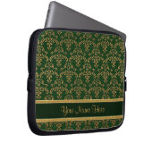 Gold- und Green Damask Muster Laptopschutzhülle (Vorne Rechts)