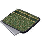 Gold- und Green Damask Muster Laptopschutzhülle (Vorne Knopf)