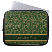 Gold- und Green Damask Muster Laptopschutzhülle (Vorderseite)