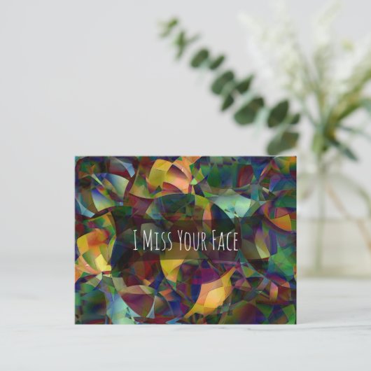 Gold und Green Digital Art "I Miss Your Face" Postkarte (Stehend Vorderseite)