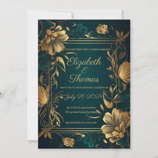 Gold und Green Luxury Themeneinladung. Einladung (Vorderseite)