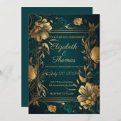 Gold und Green Luxury Themeneinladung. Einladung (Vorne/Hinten)
