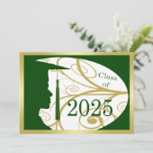 Gold und Green Man Silhouette 2025 Einladung (Stehend Vorderseite)