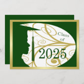 Gold und Green Man Silhouette 2025 Einladung (Vorne/Hinten)