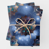 Gold und Green Mandalas auf dunklem Himmel Geschenkpapier Set (Beispiel)