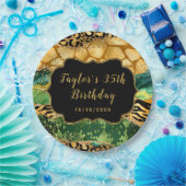 Gold und Green Safari Agate Geburtstag Pappteller (Party)