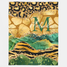 Gold und Green Safari Animal Print Agate