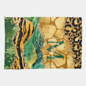 Gold und Green Safari Animal Print Agate Geschirrtuch (Horizontal)