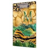 Gold und Green Safari Animal Print Agate Klemmbrett (Links)