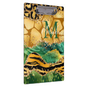 Gold und Green Safari Animal Print Agate Klemmbrett (Rechts)