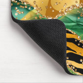 Gold und Green Safari Animal Print Agate Mousepad (Ecke)