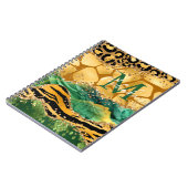Gold und Green Safari Animal Print Agate Notizblock (Linke Seite)