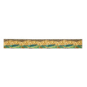 Gold und Green Safari Animal Print Agate Satinband (Vorderseite)