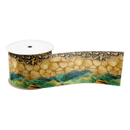 Gold und Green Safari Animal Print Agate Satinband