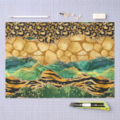 Gold und Green Safari Animal Print Agate Seidenpapier (Handwerk)