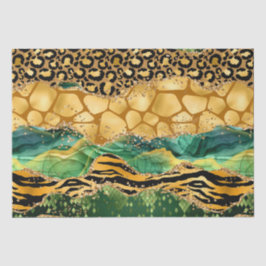 Gold und Green Safari Animal Print Agate Seidenpapier