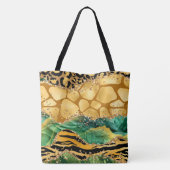 Gold und Green Safari Animal Print Agate Tasche (Rückseite)