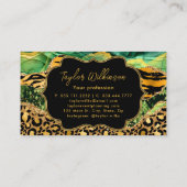 Gold und Green Safari Animal Print Agate Visitenkarte (Rückseite)