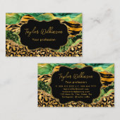 Gold und Green Safari Animal Print Agate Visitenkarte (Vorne/Hinten)
