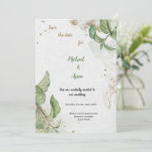 GOLD UND GREEN WEDING INVITATION EINLADUNG (Stehend Vorderseite)