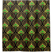 Gold und Grün Art Deco Muster Duschvorhang (Vorderseite)