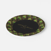 Gold und Grün Art Deco Muster Pappteller (Schrägansicht)