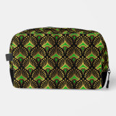 Gold und Grün Art Deco Muster Waschbeutel (Vorderseite)