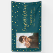 Gold und Grün | Gratulation Graduation Party Banner (Vertikal)