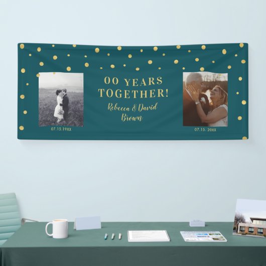 Gold und Grün | Hochzeitsjubiläum-Party Banner (Messe)