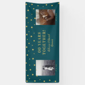 Gold und Grün | Hochzeitsjubiläum-Party Banner (Vertikal)