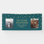 Gold und Grün | Hochzeitsjubiläum-Party Banner (Horizontal)