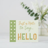 Gold und Grün nur eine Anmerkung zu sagen hallo Postkarte (Stehend Vorderseite)