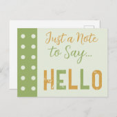 Gold und Grün nur eine Anmerkung zu sagen hallo Postkarte (Vorne/Hinten)