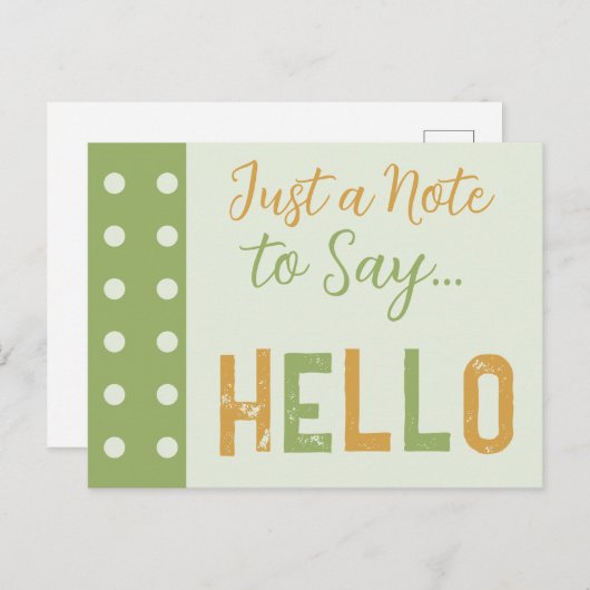 Gold und Grün nur eine Anmerkung zu sagen hallo Postkarte (Vorne/Hinten)