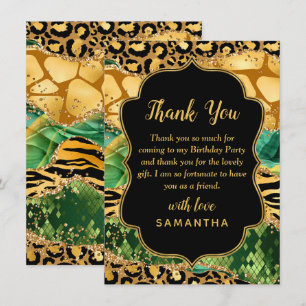 Gold- und Grün-Safari-Achat-Geburtstag Dankeskarte
