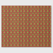 Gold- und grüne Art Deco-Muster auf Rot Geschenkpapier (Flach)